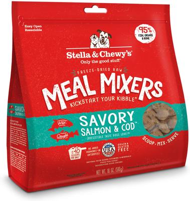 Show full view: Stella & Chewy's Meal Mixers Savory Salmon & Cod + Dandy Lamb Freeze-Dried Dog Food Topper slide 2 of 9