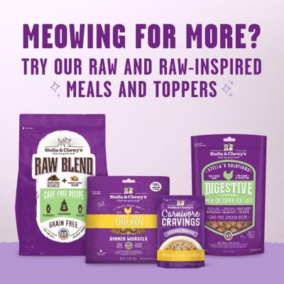 Show full view: Stella & Chewy's Meowfulls Chicken & Chicken Liver Recipe Grain-Free Freeze-Dried Cat Treats, 1.5-oz bag slide 9 of 12