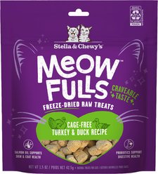 Stella & Chewy's Meowfulls Turkey & Duck Recipe Grain-Free Freeze-Dried Cat Treats, 1.5-oz bag