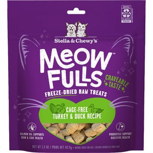 Stella & Chewy's Meowfulls Turkey & Duck Recipe Grain-Free Freeze-Dried Cat Treats, 1.5-oz bag