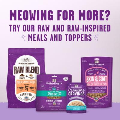 Show full view: Stella & Chewy's Meowfulls Whitefish & Salmon Recipe Grain-Free Freeze-Dried Cat Treats, 1.5-oz bag slide 9 of 12