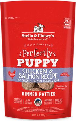 Show full view: Stella & Chewy's Perfectly Puppy Chicken & Salmon + Beef & Salmon Dinner Patties Freeze-Dried Dog Food slide 6 of 9