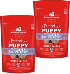 Stella & Chewy's Perfectly Puppy Chicken & Salmon Dinner Patties Freeze-Dried Raw Dog Food, 28-oz bundle