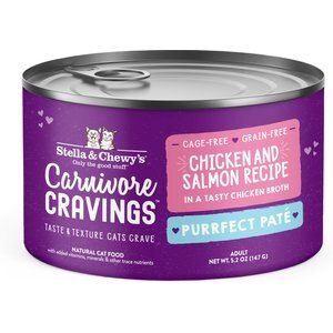 Stella & Chewy's Purrfect Pate Chicken & Salmon Flavored Pate Wet Cat Food, 5.2-oz can, case of 24