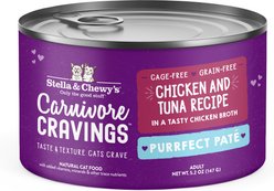 Stella & Chewy's Purrfect Pate Chicken & Tuna Flavored Pate Wet Cat Food, 5.2-oz can, case of 24