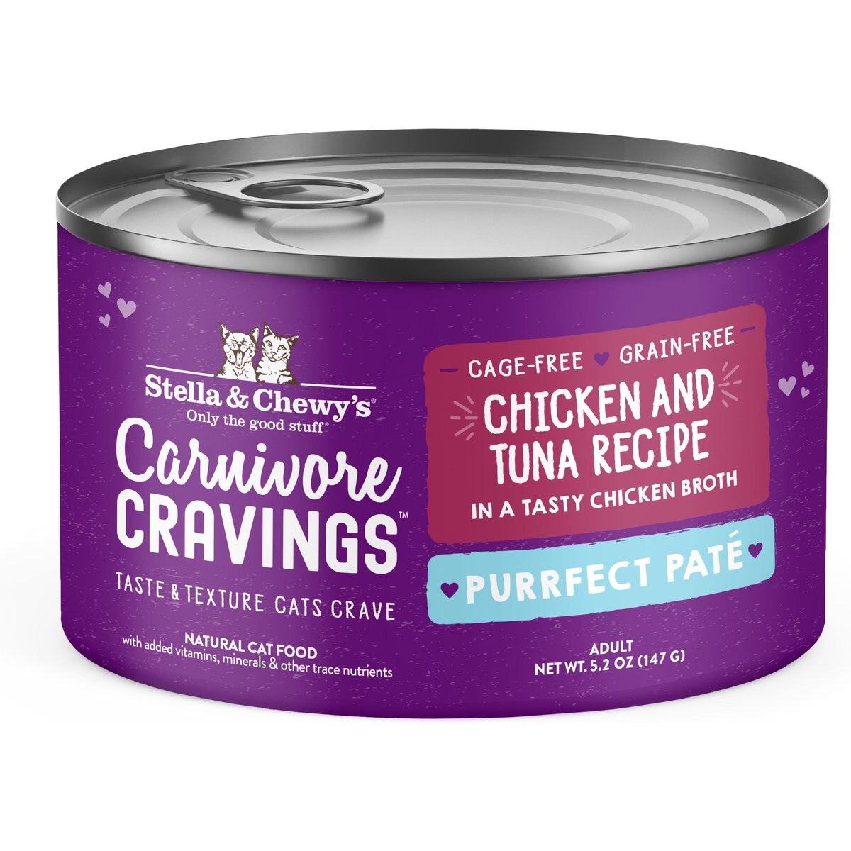 Stella & Chewy's Purrfect Pate Chicken & Tuna Flavored Pate Wet Cat Food, 5.2-oz can, case of 24