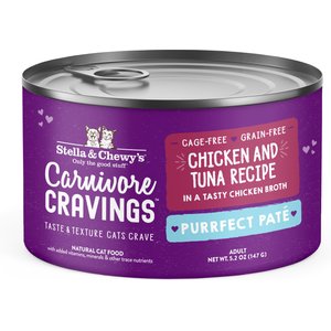 Stella & Chewy's Purrfect Pate Chicken & Tuna Flavored Pate Wet Cat Food, 5.2-oz can, case of 24