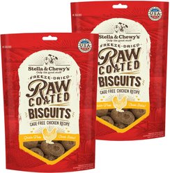 Stella & Chewy's Raw Coated Biscuits Cage-Free Chicken Recipe Freeze-Dried Grain-Free Dog Treats, 18-oz bundle