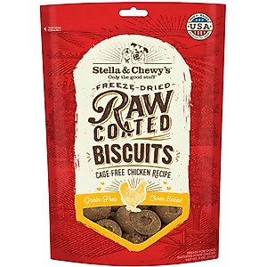 Stella & Chewy's Raw Coated Biscuits Cage-Free Chicken Recipe Freeze-Dried Grain-Free Dog Treats, 9-oz bag