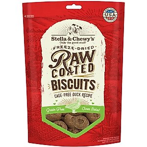 Stella & Chewy's Raw Coated Biscuits Cage-Free Duck Recipe Freeze-Dried Grain-Free Dog Treats, 9-oz bag