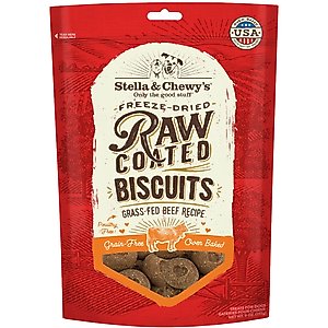 Stella & Chewy's Raw Coated Biscuits Grass-Fed Beef Recipe Freeze-Dried Grain-Free Dog Treats, 9-oz bag