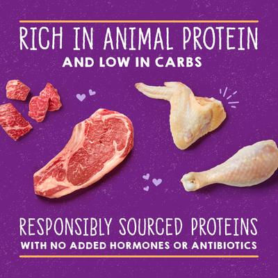 Show full view: Stella & Chewy's Savory Shreds Chicken & Beef Flavored Shredded Wet Cat Food, 2.8-oz can, case of 24 slide 5 of 9