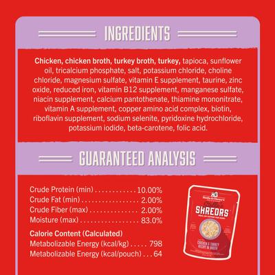 Show full view: Stella & Chewy's Stella’s Shredrs Cage Free Chicken & Turkey Recipe in Broth Adult Wet Dog Food, 2.8-oz pouch, case of 24 slide 5 of 8