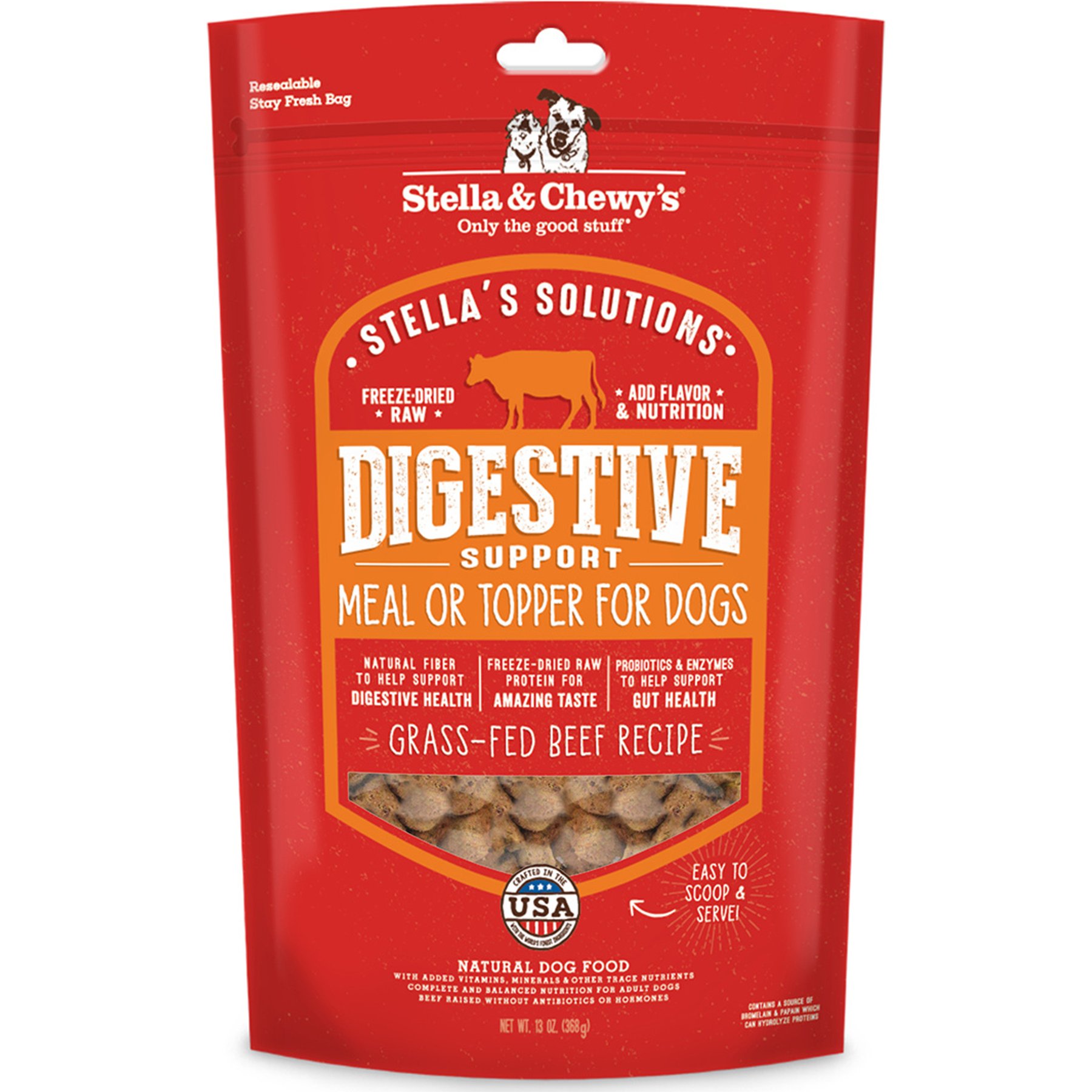 Stella & Chewy's Stella's Solutions Digestive Boost Freeze-Dried Raw Grass-Fed Beef Dinner Morsels Dog Food, 26-oz bundle