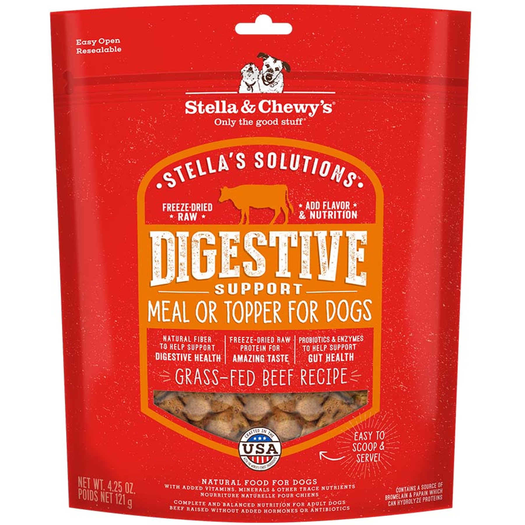 Stella & Chewy's Stella's Solutions Digestive Support Freeze-Dried Raw Grass-Fed Beef Dinner Morsels Dog Food, 4.25-oz bag