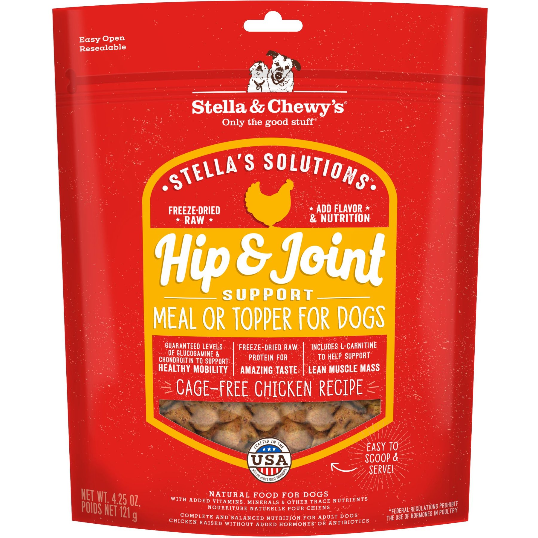 Stella & Chewy's Stella's Solutions Hip & Joint Boost Freeze-Dried Raw Cage-Free Chicken Dinner Morsels Dog Food, 4.25-oz bag