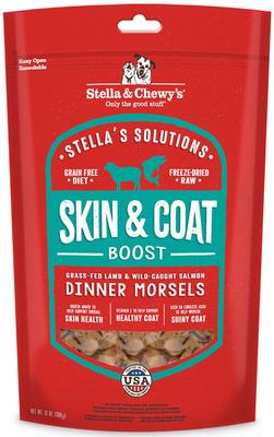 Show full view: Stella & Chewy's Stella's Solutions Skin & Coat Lamb & Salmon + Hip & Joint Boost Chicken Freeze-Dried Dog Food slide 6 of 9