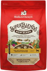 Stella & Chewy's SuperBlends Raw Blend Wholesome Grains Cage-Free Chicken & Duck Recipe with Superfoods Dry Dog Food, 21-lb bag