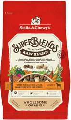 Stella & Chewy's SuperBlends Raw Blend Wholesome Grains Grass-Fed Beef, Beef Liver & Lamb Recipe with Superfoods Dry Dog Food, 3.25-lb bag