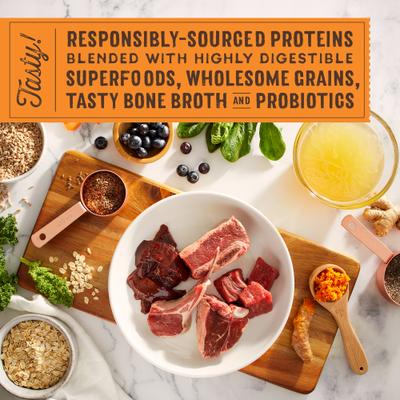 Show full view: Stella & Chewy's SuperBlends Raw Blend Wholesome Grains Grass-Fed Beef, Beef Liver & Lamb Recipe with Superfoods Dry Dog Food, 3.25-lb bag slide 4 of 11
