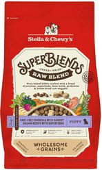 Stella & Chewy's SuperBlends Raw Blend Wholesome Grains Puppy Cage-Free Chicken & Wild Caught Salmon Recipe with Superfoods Dry Dog Food, 3.25-lb bag