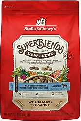 Stella & Chewy's SuperBlends Raw Blend Wholesome Grains Wild-Caught Whitefish & Salmon Recipe with Superfoods Dry Dog Food, 21-lb bag