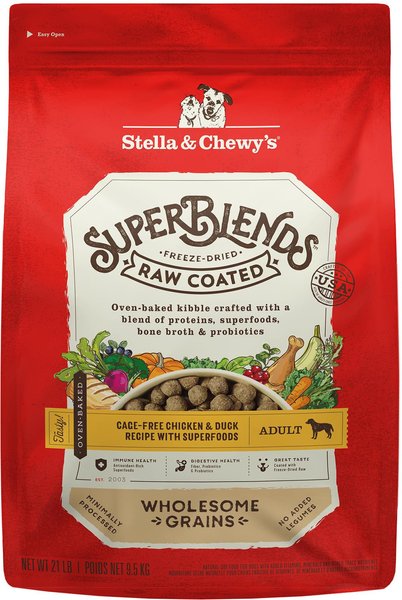 Stella & Chewy's SuperBlends Raw Coated Wholesome Grains Cage-Free Chicken & Duck Recipe with Superfoods Dry Dog Food