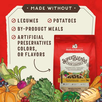 Show full view: Stella & Chewy's SuperBlends Raw Coated Wholesome Grains Cage-Free Chicken & Duck Recipe with Superfoods Dry Dog Food, 3.5-lb bag slide 6 of 11