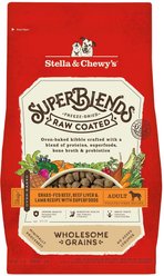 Stella & Chewy's SuperBlends Raw Coated Wholesome Grains Grass-Fed Beef, Beef Liver & Lamb Recipe with Superfoods Dry Dog Food, 3.5-lb bag