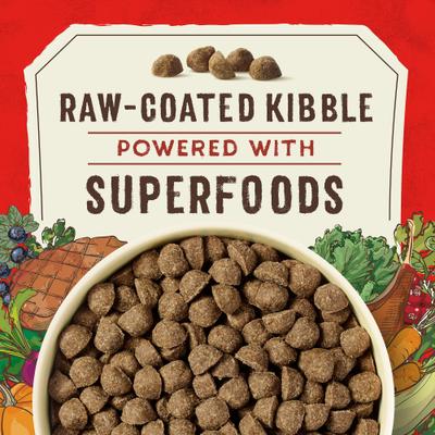 Show full view: Stella & Chewy's SuperBlends Raw Coated Wholesome Grains Grass-Fed Beef, Beef Liver & Lamb Recipe with Superfoods Dry Dog Food, 3.5-lb bag slide 3 of 11