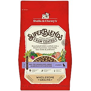 Stella & Chewy's SuperBlends Raw Coated Wholesome Grains Puppy Cage-Free Chicken & Wild-Caught Salmon Recipe with Superfoods Dry Dog Food, 3.5-lb bag