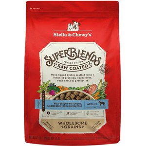 Stella & Chewy's SuperBlends Raw Coated Wholesome Grains Grass-Fed Beef, Beef Liver & Lamb Recipe with Superfoods Dry Dog Food