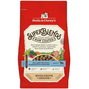 Stella & Chewy's SuperBlends Raw Coated Wholesome Grains Wild-Caught Whitefish & Salmon Recipe with Superfoods Dry Dog Food, 3.5-lb bag
