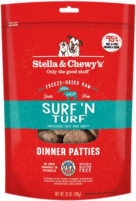 Show full view: Stella & Chewy's Surf 'N Turf + Chicken Dinner Patties Freeze-Dried Dog Food slide 6 of 9