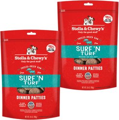 Stella & Chewy's Surf 'N Turf Dinner Patties Freeze-Dried Raw Dog Food, 50-oz bundle