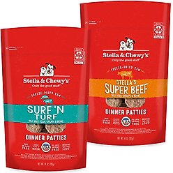 Stella & Chewy's Surf 'N Turf + Stella's Super Beef Dinner Patties Freeze-Dried Dog Food