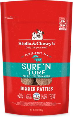 Show full view: Stella & Chewy's Surf 'N Turf + Stella's Super Beef Dinner Patties Freeze-Dried Dog Food slide 6 of 9