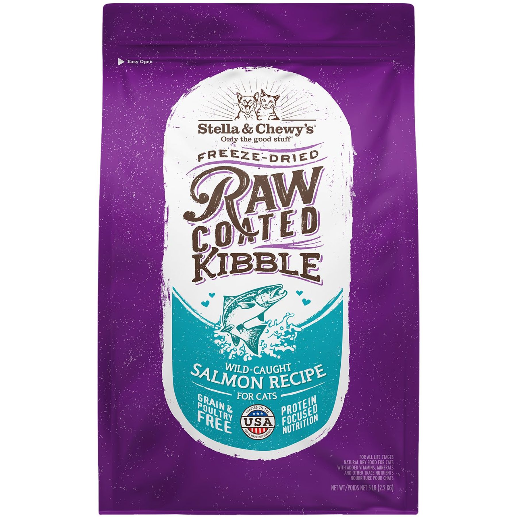 Stella & Chewy's Wild Caught Salmon Flavored Raw Coated Dry Cat Food, 5-lb bag
