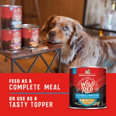 Show full view: Stella & Chewy's Wild Red Grain-Free Chicken & Lamb Stew Wet Dog Food, 10-oz can, case of 6 slide 8 of 10