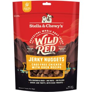 Stella & Chewy's Wild Red Jerky Nuggets Chicken & Duck Recipe Grain-Free Dog Treats, 6-oz bag