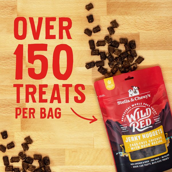Stella & Chewy's Wild Red Jerky Nuggets Chicken & Duck Recipe Grain-Free Dog Treats, 6-oz bag