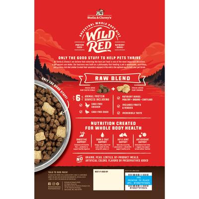 Show full view: Stella & Chewy's Wild Red Raw Blend Kibble Grain-Free Prairie Recipe Dry Dog Food, 3.5-lb bag slide 3 of 12