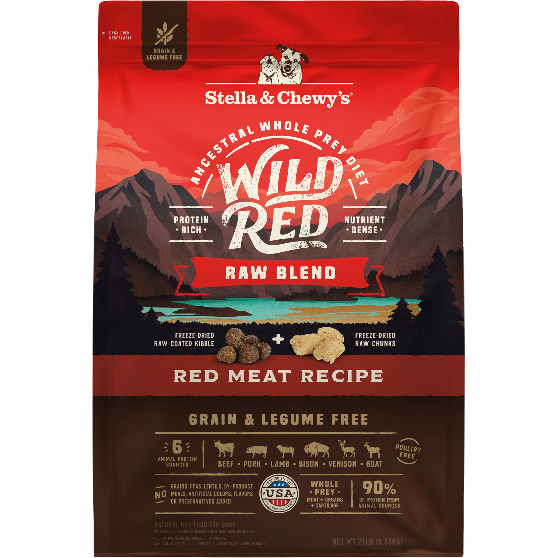 Stella & Chewy's Wild Red Raw Blend Kibble Grain-Free Red Meat Recipe Dry Dog Food, 42-lb bundle