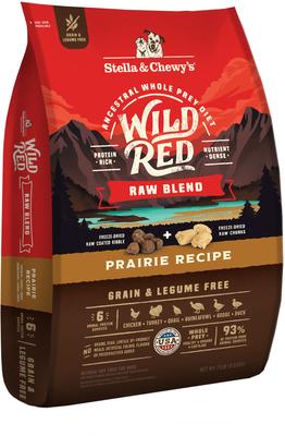 Show full view: Stella & Chewy's Wild Red Raw Blend Kibble Prairie Recipe Dry Food + Wild Red Chicken & Lamb Stew Wet Dog Food slide 2 of 9