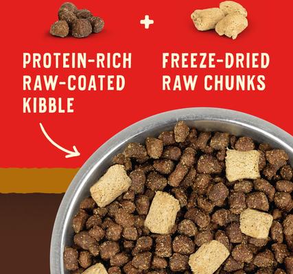 Show full view: Stella & Chewy's Wild Red Raw Blend Kibble Prairie Recipe Dry Food + Wild Red Chicken & Lamb Stew Wet Dog Food slide 4 of 9