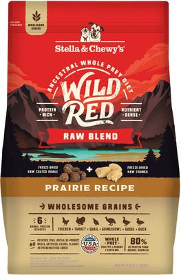 Show full view: Stella & Chewy's Wild Red Raw Blend Kibble Wholesome Grains Prairie Recipe Dry Food + Wild Red Variety Pack Wet Dog Food slide 2 of 9