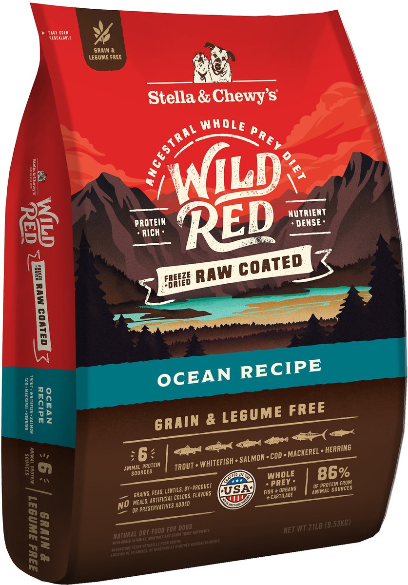 Stella & Chewy's Wild Red Raw Coated Kibble Grain-Free Ocean Recipe Dry Dog Food