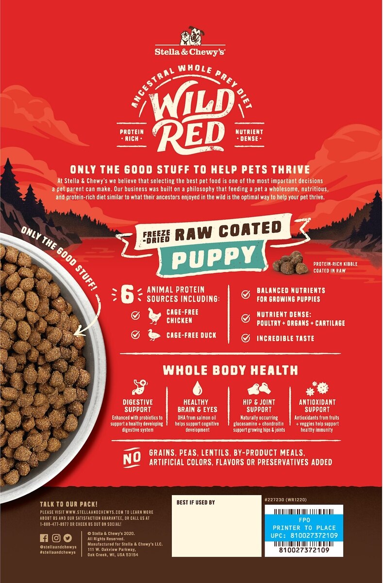 STELLA CHEWY'S Wild Red Raw Coated Kibble Puppy Grain-Free