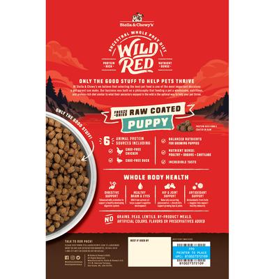 Show full view: Stella & Chewy's Wild Red Raw Coated Kibble Puppy Grain-Free Prairie Recipe Dry Dog Food, 3.5-lb bag slide 3 of 12