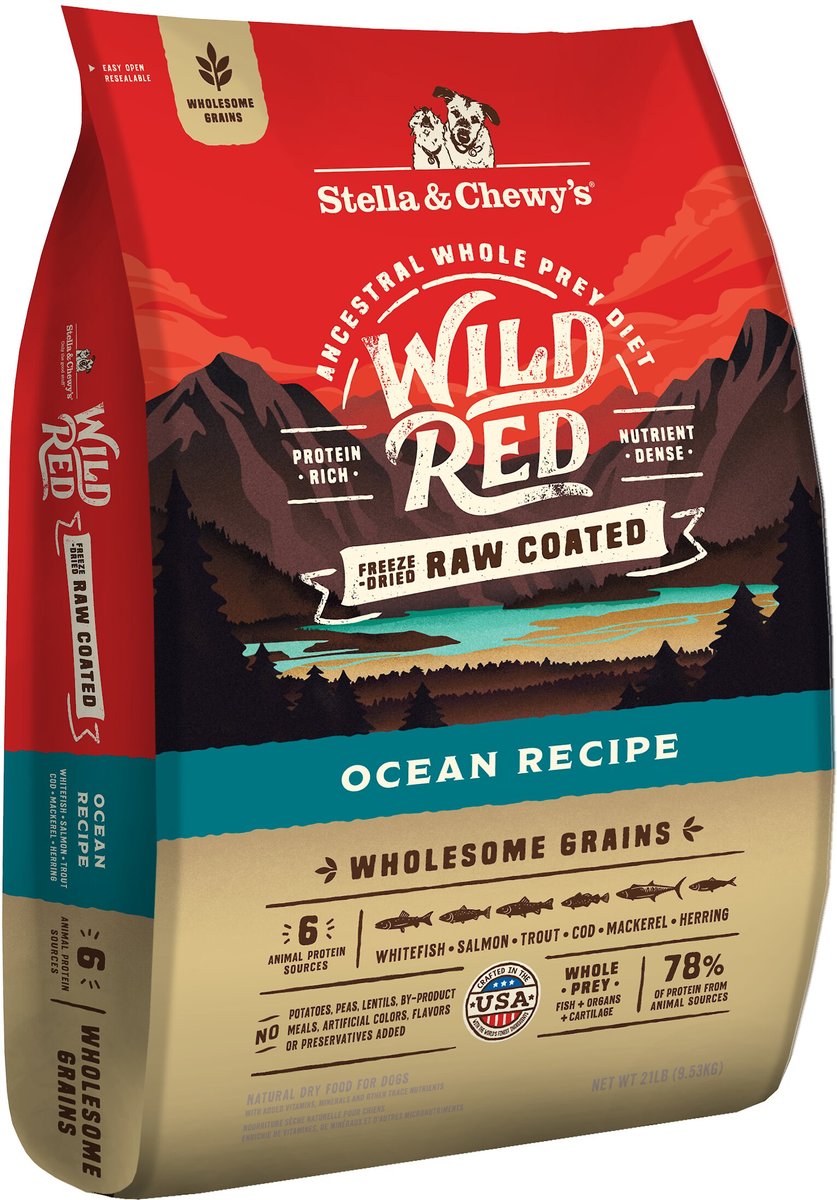 Stella & Chewy's Wild Red Raw Coated Kibble Wholesome Grains Ocean Recipe Dry Dog Food